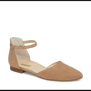 Women's Tan Flats with Ankle Strap